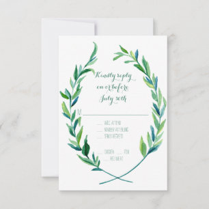 RSVP w Menu Laurel Wandeolive Leaf Branch Modern OSA Kort