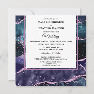 *~* RSVP Webbplats AGATE Stjärnor Lila AR13 Bröllo Inbjudningar