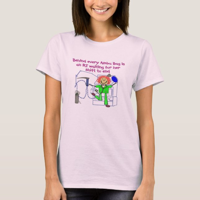 RT-FLICKAN BAK VARJE AMBU HÄNGER LÖS VÄNTANDE TEE SHIRT (Framsida)