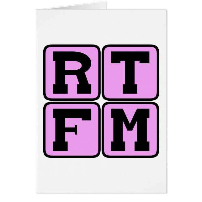 RTFM Läs Den #$%%^ Manual Internet Slang Akronym Hälsningskort (Framsidan)