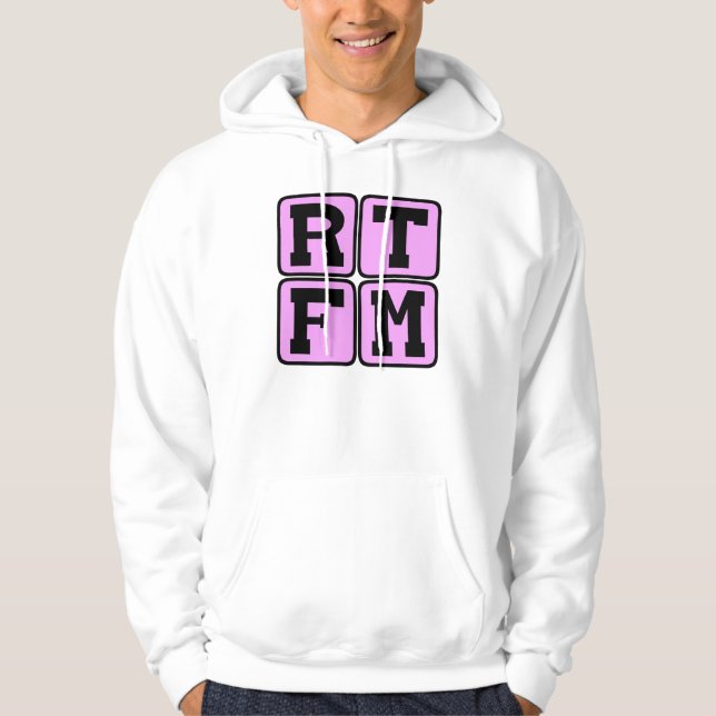 RTFM Läs Den $%%^ Manual Internet Slang Akronym Sweatshirt Med Luva (Framsida)