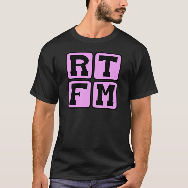 RTFM Läs Den $%%^ Manual Internet Slang Akronym Tee Shirt (Framsida)