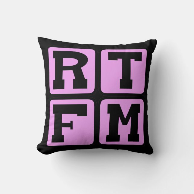 RTFM Läs Den #$%%^ Manualn Internet Slang Akronym Kudde (Framsida)