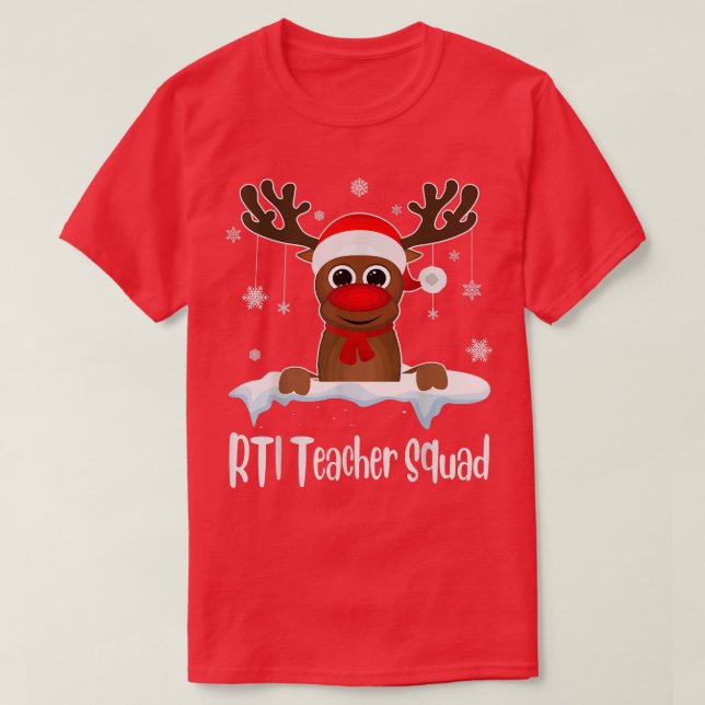 RTI Teacher Squad Julafton Reindeer Santa Hat Chri T Shirt (Design framsida)