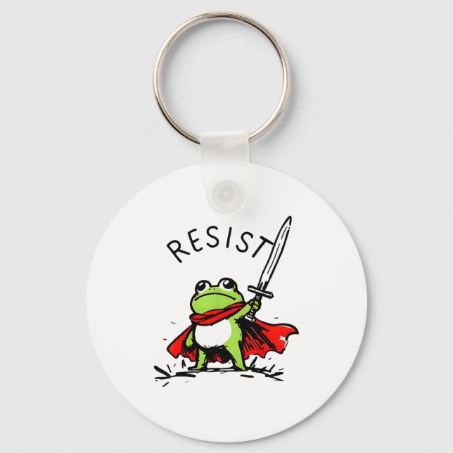 Rtland Frog Protest Resist Funny Frogs Activist  Nyckelring (Framsida)
