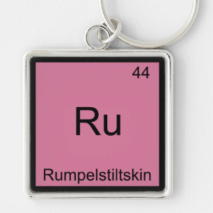 Ru - Rumpelstiltskin Rollig Kemisk Element T-Shirt Fyrkantig Silverfärgad Nyckelring