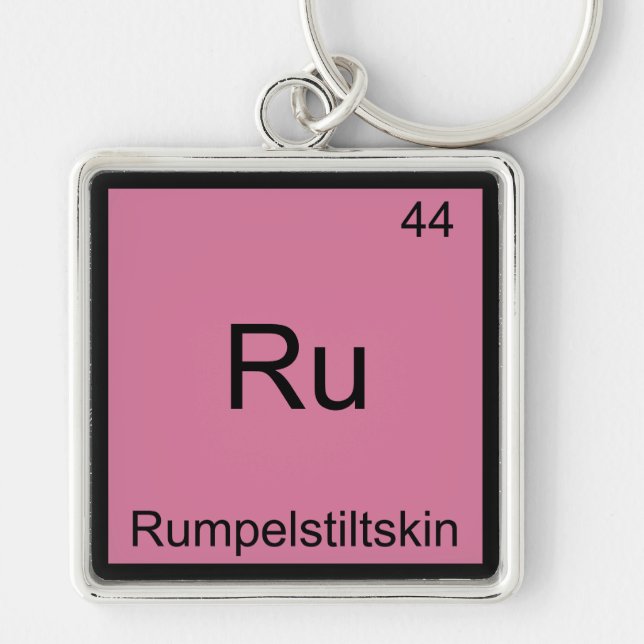 Ru - Rumpelstiltskin Rollig Kemisk Element T-Shirt Fyrkantig Silverfärgad Nyckelring (Framsidan)