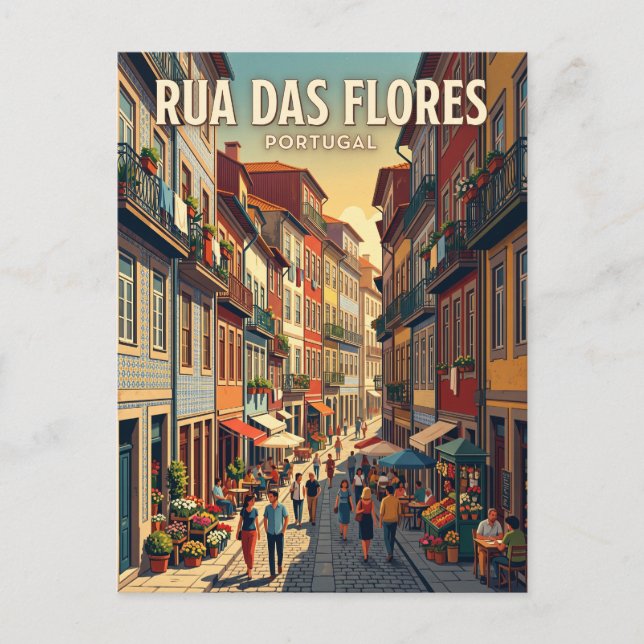 Rua das Flores Portugal Vykort (Framsida)