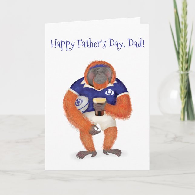 Ruaridh-kortet för rugby orangutan Fars dag Kort (Framsida)