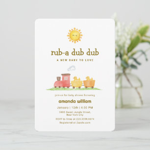 Rub A Dub Dub Ankdammsfest för ankor Choo Choo Tåg Inbjudningar