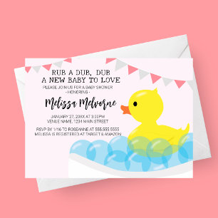 Rub A Dub Dub, Rubber Ducky Baby Shower Inbjudningar