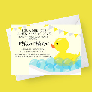 Rub A Dub Dub, Rubber Ducky Baby Shower Inbjudningar