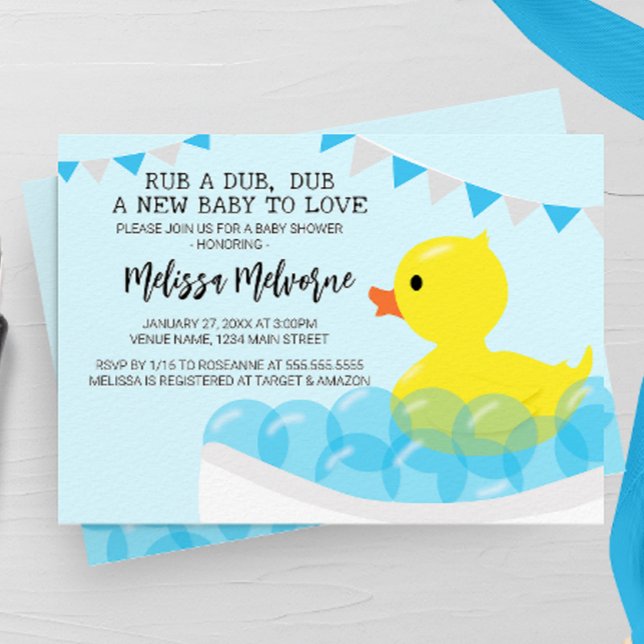 Rub A Dub Dub, Rubber Ducky Baby Shower Inbjudningar (Skapare uppladdad)