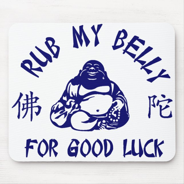 Rub my Buddha Belly för lycka till Musmatta (Framsidan)