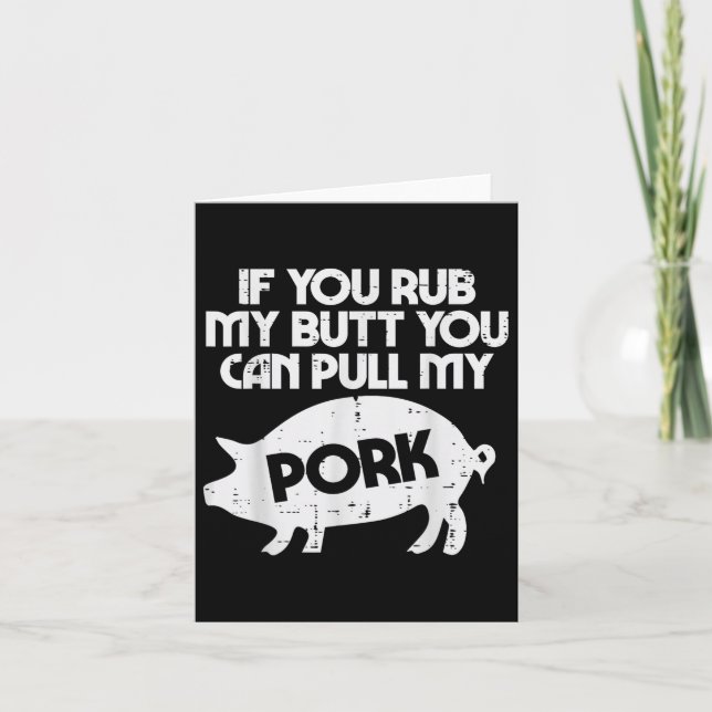 Rub My Butt Drag min Gris Funny Bbq Barbecue Grill Kort (Framsida)