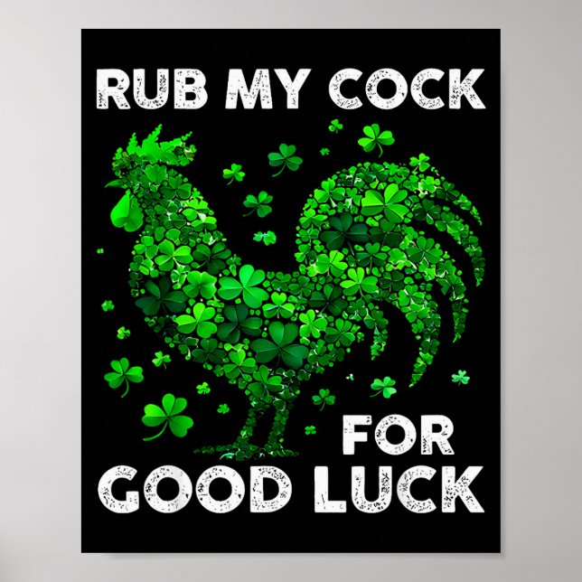 Rub My For Good Luck Funny St Patrick's Day Chicke Poster (Framsidan)
