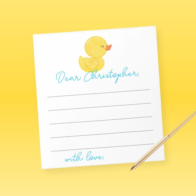 Rubber Anka 1:a födelsedag Kapselanteckning Lakan Anteckningsblock (Watercolor Rubber Duck Time Capsule 1st Birthday or Wishes for Baby Note Sheets for Guests)