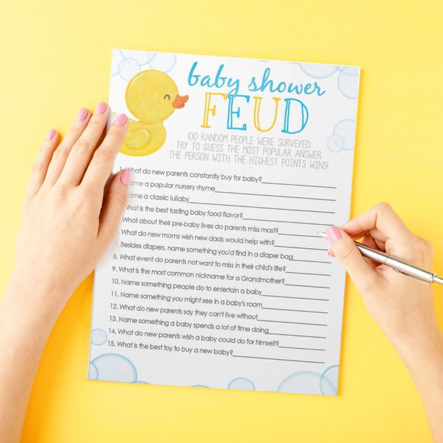 Rubber Anka Baby Shower Feud Game Pack Anteckningsblock (Baby Shower Feud Watercolor Rubber Duck Baby Shower Game Pack of 40 Answer Sheets)