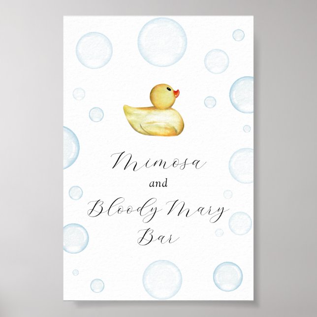 Rubber Anka Baby Shower Mimosa och Bloody Mary Pub Poster (Framsidan)