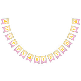 Rubber Anka Birthday Banner | Rosa och Gult Anka Vimplar