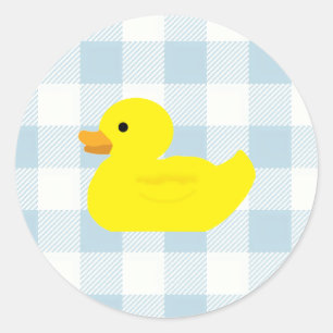 Rubber Anka Blue Gingham Mönster Runt Klistermärke