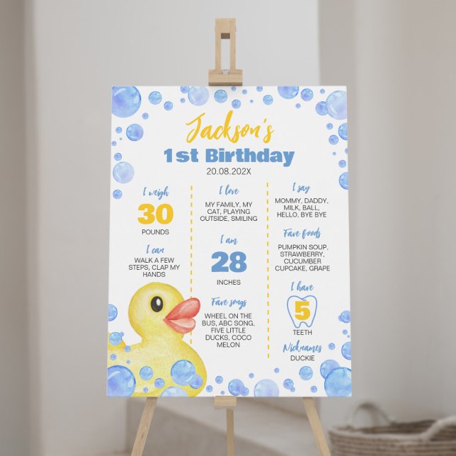 Rubber Anka Boy 1st Birthday Milestone Sign Poster (Skapare uppladdad)