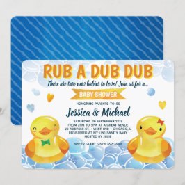 Rubber Anka Boy-Girl Twillingar Baby Shower Inbjudningar