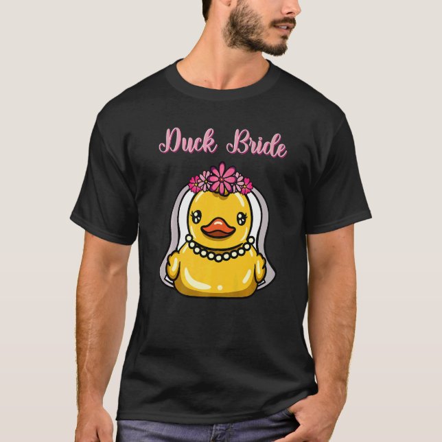 Rubber Anka Bride Bröllop Vatten Duckling Giftermå T Shirt (Framsida)