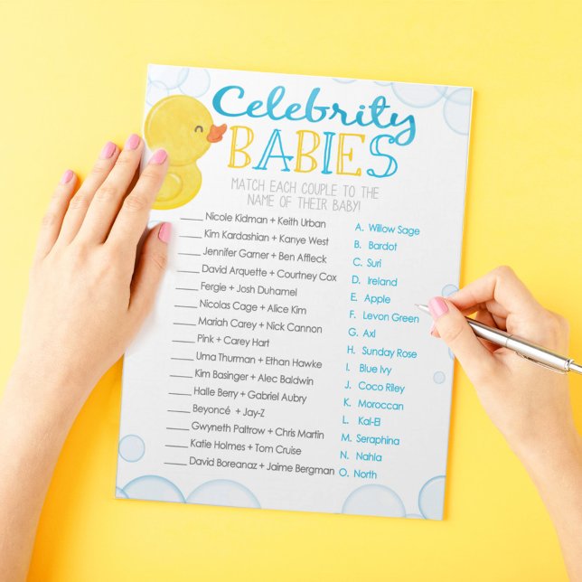 Rubber Anka Celebrity Spädbarn Shower Game Pack Anteckningsblock (Celebrity Babies Watercolor Rubber Duck Baby Shower Game Pack of 40 Answer Sheets)