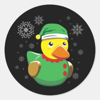 Rubber Anka Elf-julen. Quack Rubber Ducky Runt Klistermärke