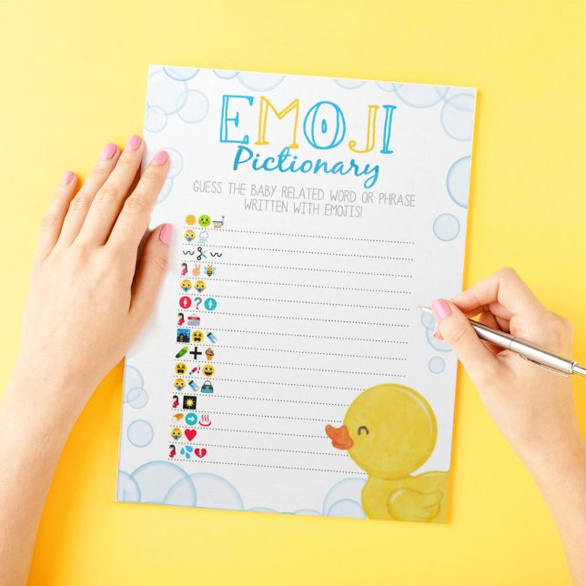 Rubber Anka Emoji Pictionary Baby Shower Game Pack Anteckningsblock (Emoji Pictionary Watercolor Rubber Duck Baby Shower Game Pack of 40 Answer Sheets)