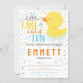 Rubber Anka First födelsedagsfest Blue Gult Inbjudningar