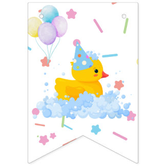 Rubber Anka födelsedag med bubblor och konfetti Vimplar