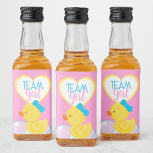 Rubber Anka Gender Reveal Team Girl Favor Spritflaskor Etikett