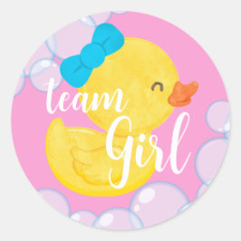 Rubber Anka Gender Reveal Team Girl Round Stickers Runt Klistermärke