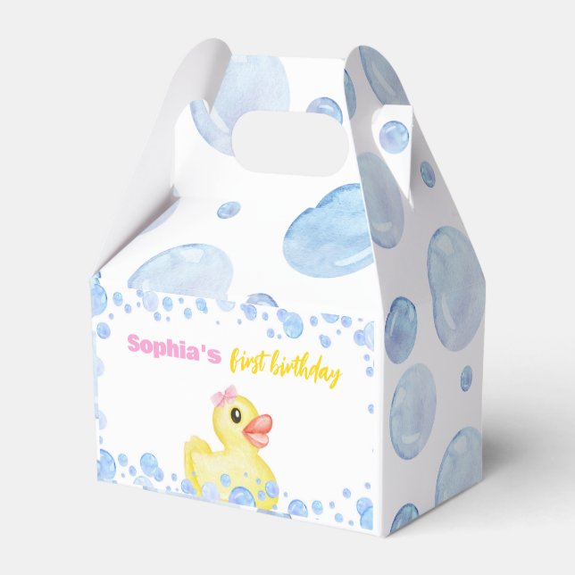 Rubber Anka Girl 1 Birthday Favor Box Presentaskar (Baksidan Sidan)