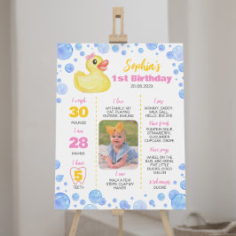 Rubber Anka Girl First Birthday Milestone Sign Poster