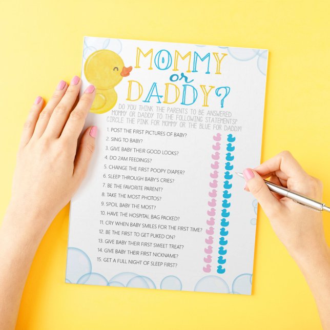 Rubber Anka gissar vem som spelar viltpacka för ba Anteckningsblock (Guess Who Mom or Dad Watercolor Rubber Duck Baby Shower Game Pack of 40 Answer Sheets)