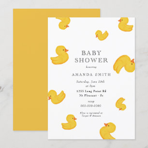 Rubber Anka Gult Rub A Dub Dub Baby Shower Invit Inbjudningar