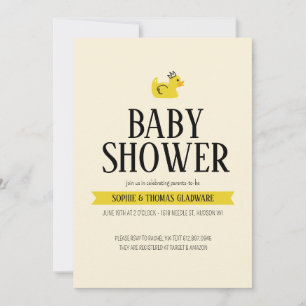 Rubber Anka Kön Neutral Par Baby Shower Inbjudningar