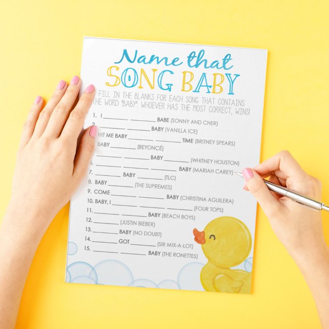 Rubber Anka Namn som Sång babyvilt i Anteckningsblock (Name That Song Baby Watercolor Rubber Duck Baby Shower Game Pack of 40 Answer Sheets)