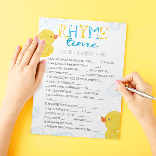Rubber Anka Nursery Rhyme Baby Shower Game Pack Anteckningsblock