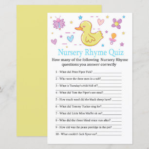 Rubber anka Nursery Rhyme Quiz babyduschspel för b