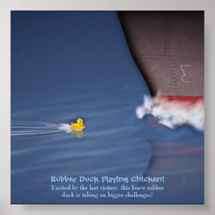 Rubber anka som leker höna poster