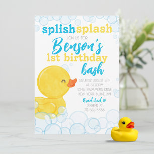 Rubber Anka Splish Stänk Birthday Inbjudningar