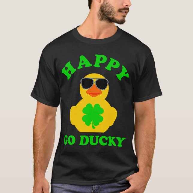 Rubber Anka Sunglasses Lycklig Go Ducky Pun St Pat T Shirt (Framsida)