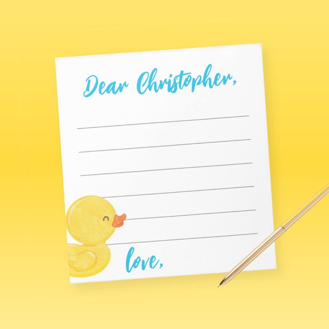 Rubber Anka Time Capsule/Advice Note Lakan Anteckningsblock (Watercolor Rubber Duck Time Capsule 1st Birthday or Wishes for Baby Notecards)