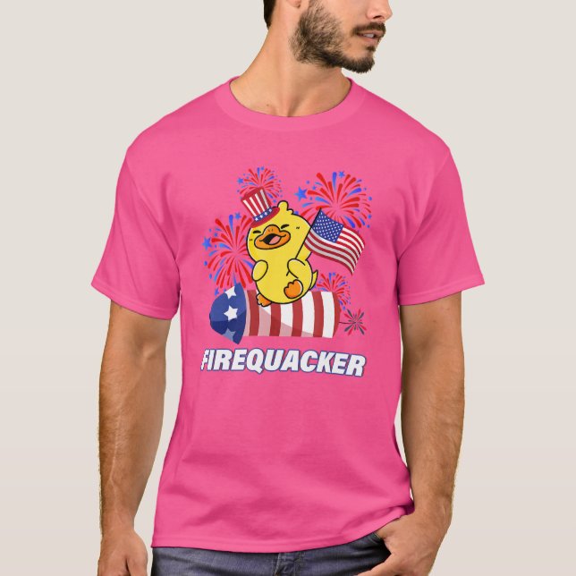 Rubber Anka Usa Patriotic Firequacker 4:e juli T Shirt (Framsida)