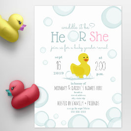 Rubber Anka Waddle Det är Baby Gender Reveal Inbjudningar