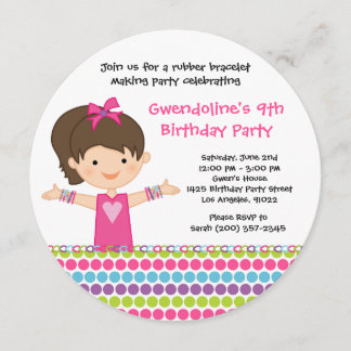 Rubber armbandfödelsedagsfest inbjudan